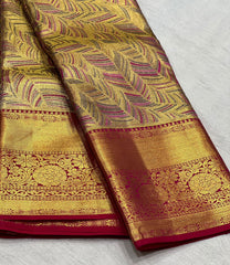 GOLD / MAROON KANCHI TISSUE SAREE