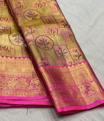 GOLD / PINK KANCHI TISSUE SAREE