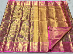 GOLD / PINK KANCHI TISSUE SAREE