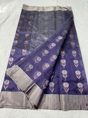 VIOLET  BLUE CHANDEI SAREE