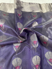 VIOLET  BLUE CHANDEI SAREE