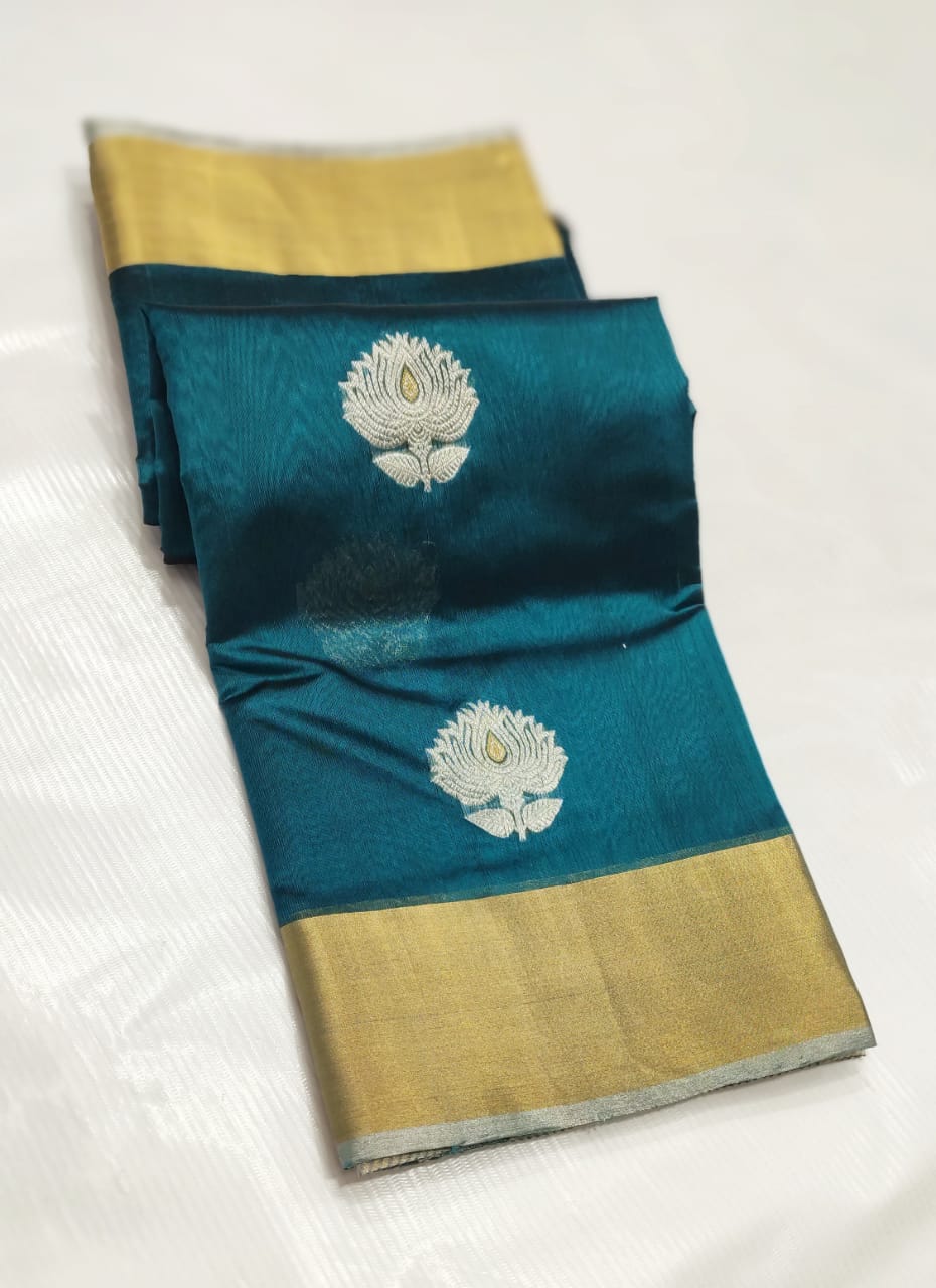 IMPERIAL BLUE CHANDERI SAREE