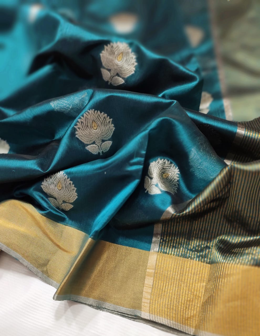 IMPERIAL BLUE CHANDERI SAREE