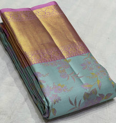 BLUE / LILAC KANCHI SILK SAREE