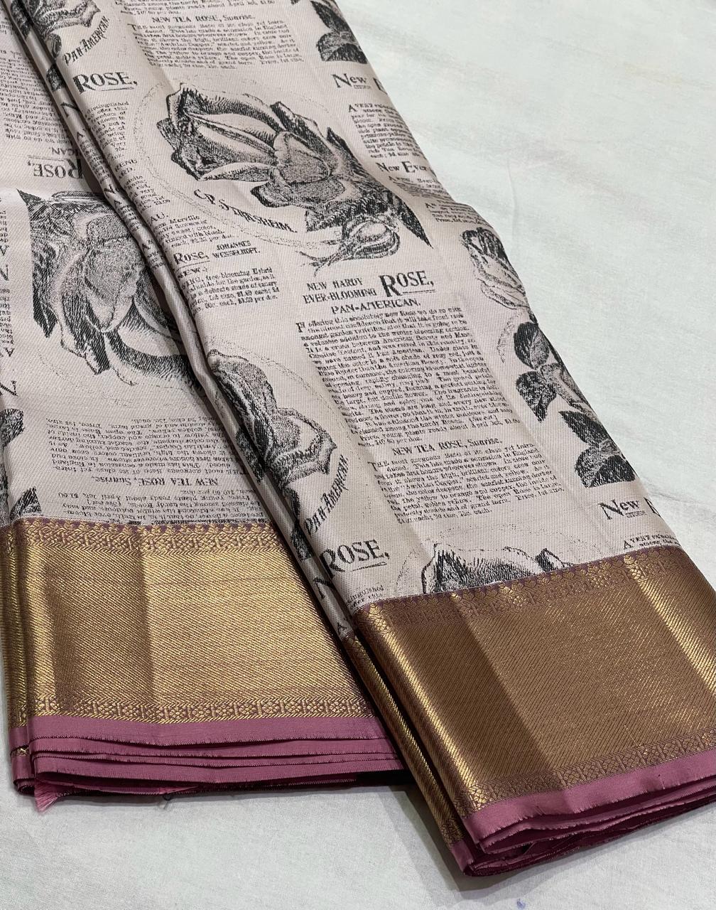 GREY WHITE / PURPLE KANCHI SILK SAREE