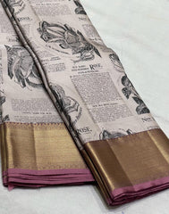 GREY WHITE / PURPLE KANCHI SILK SAREE