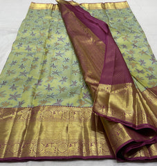 GOLD / MEGENTA PINK KANCHI SILK SAREE