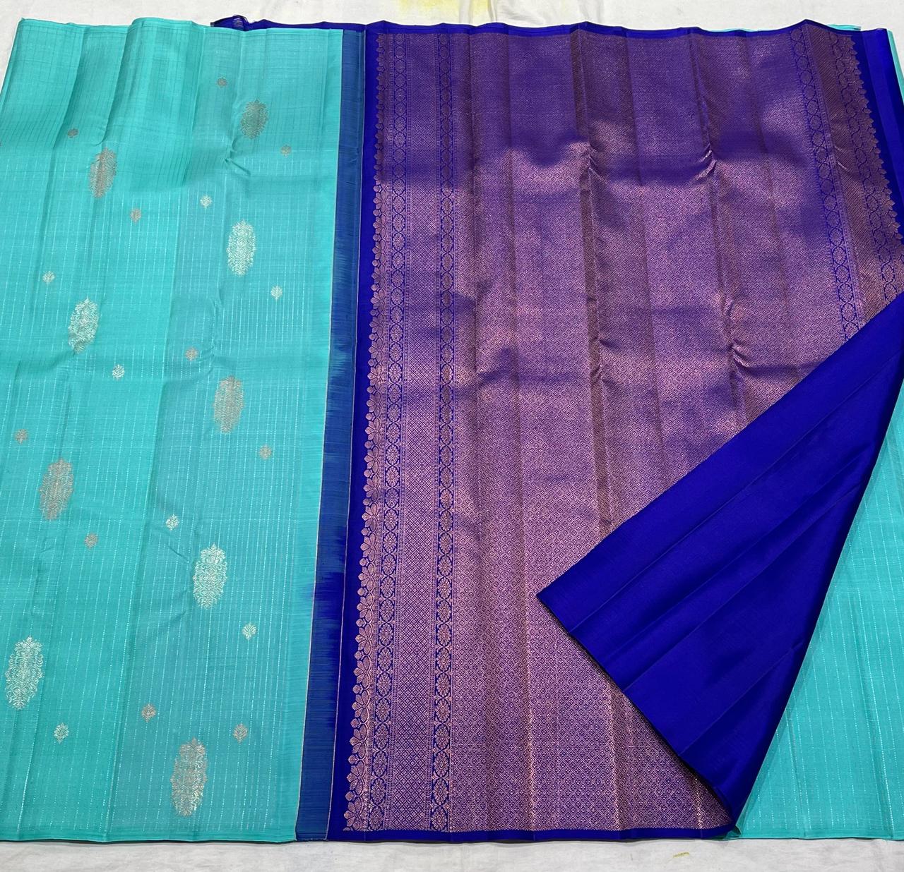 SEA BLUE / NAVY BLUE BOARDERLESS KANCHI SAREE