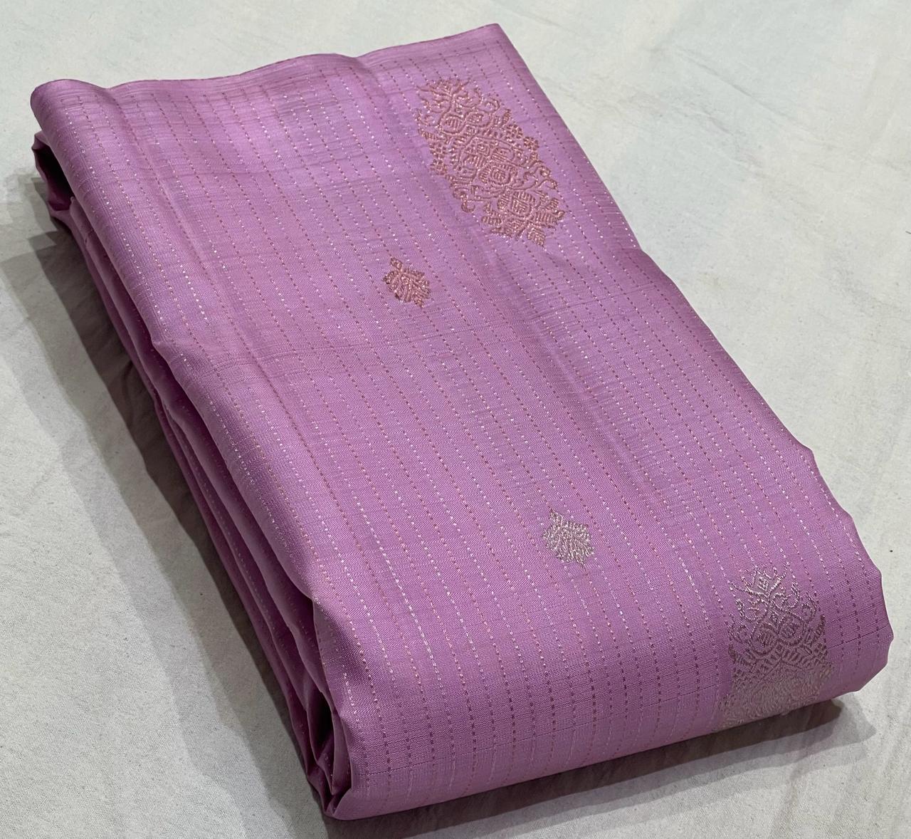 LILAC / BLUE BOARDERLESS KANCHI SAREE