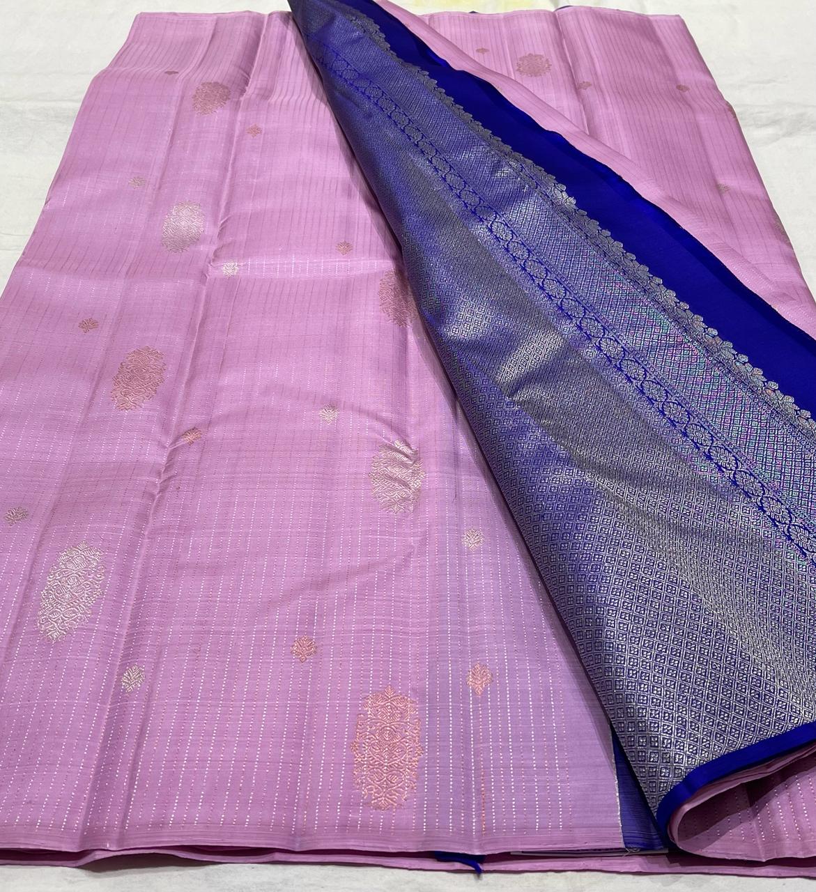 LILAC / BLUE BOARDERLESS KANCHI SAREE