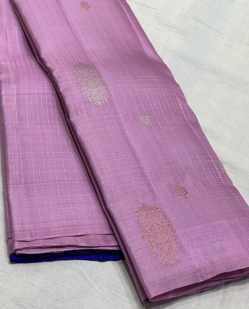 LILAC / BLUE BOARDERLESS KANCHI SAREE