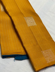 MUSTURD YELLOW / BLUE BOARDERLESS KANCHI SAREE