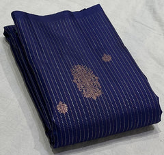 NAVY BLUE / SEA GREEN BOARDERLESS KANCHI SAREE