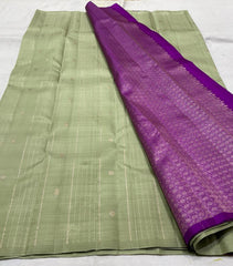 MEHANDI GREEN / PURPLE BOARDERLESS KANCHI SAREE