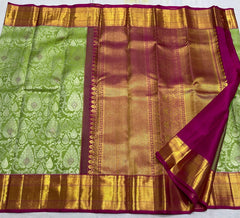 MEHANDI GREEN / PURPLE KANCHI SAREE