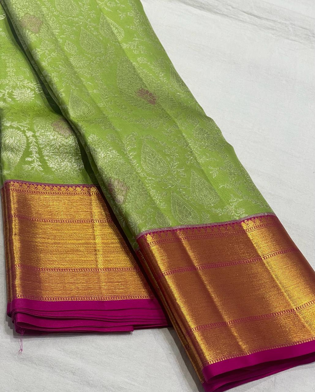 MEHANDI GREEN / PURPLE KANCHI SAREE