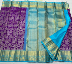 VIOLET / SKY BLUE KANCHI SAREE