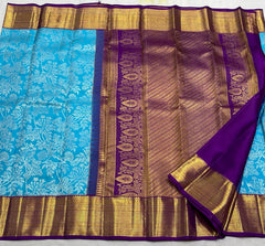 SKY BLUE / VIOLET KANCHI SAREE