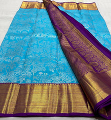 SKY BLUE / VIOLET KANCHI SAREE