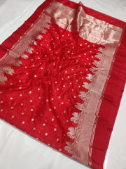 RED CHANDERI SAREE