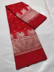 RED CHANDERI SAREE