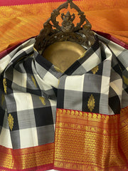 BLACK CHECKS  KANCHI SAREE