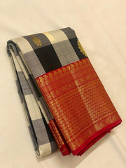 BLACK CHECKS  KANCHI SAREE