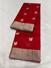 RED CHANDERI SAREE