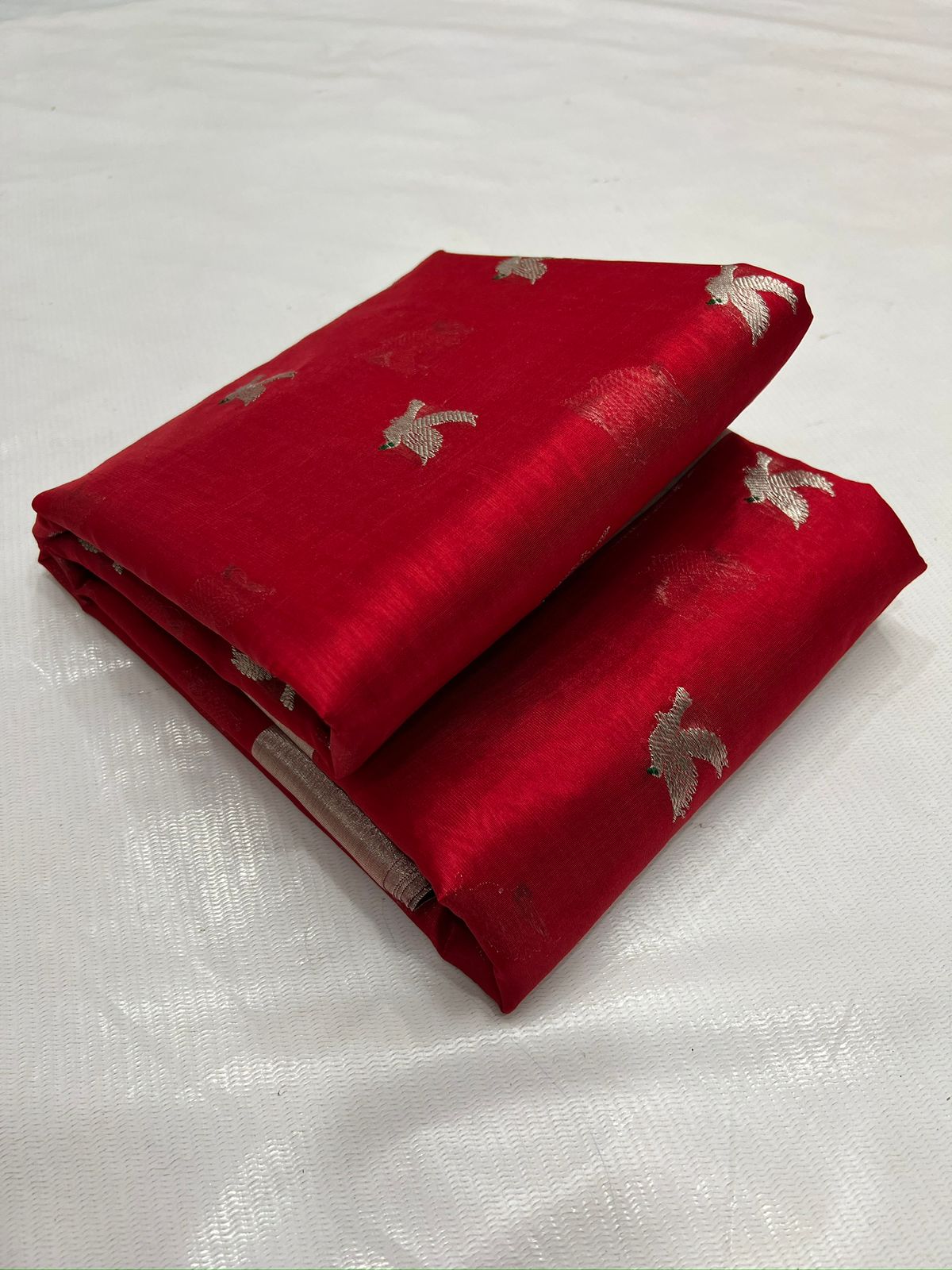 RED CHANDERI SAREE