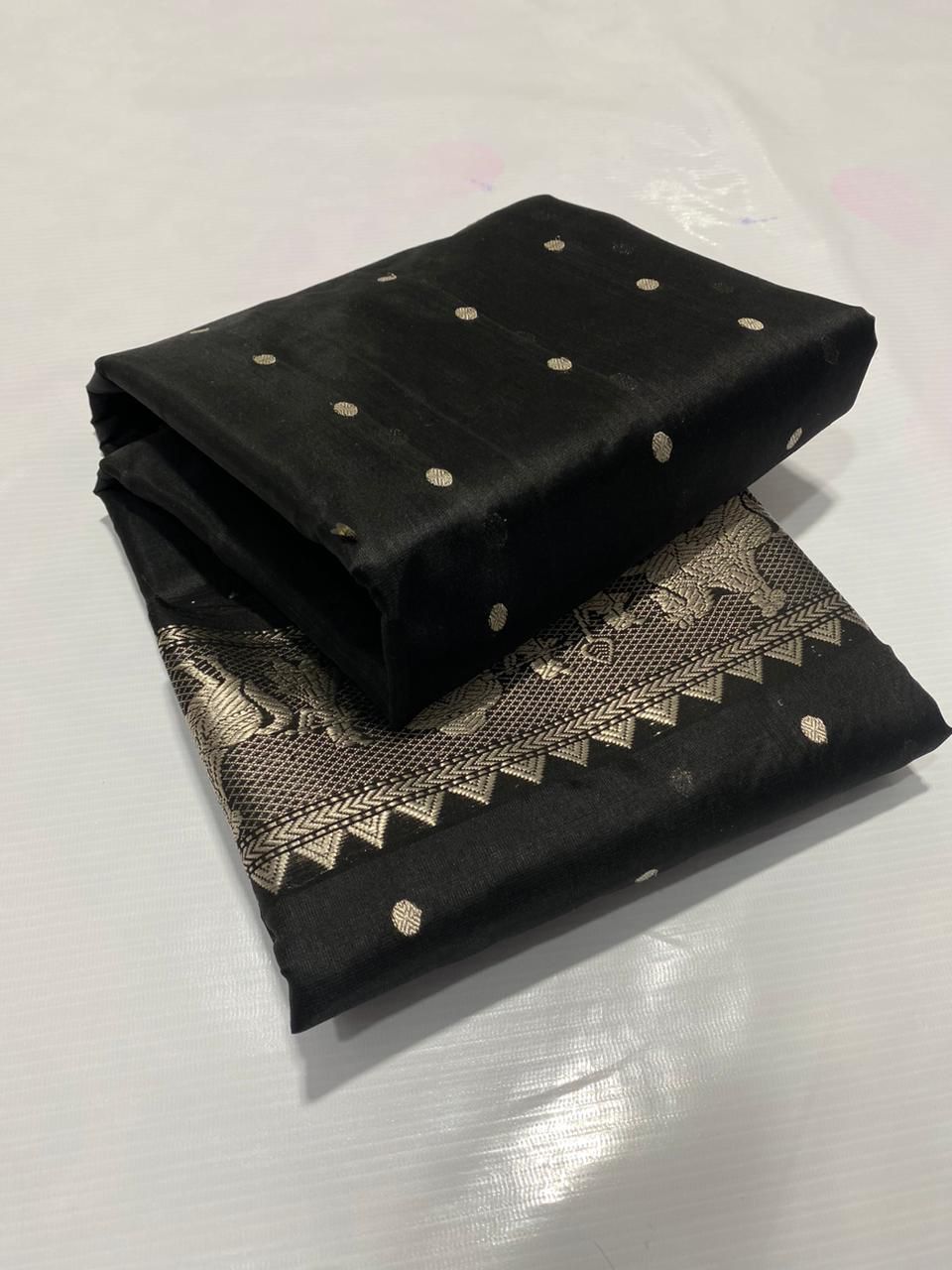 BLACK/SILVER CHANDERI SAREE