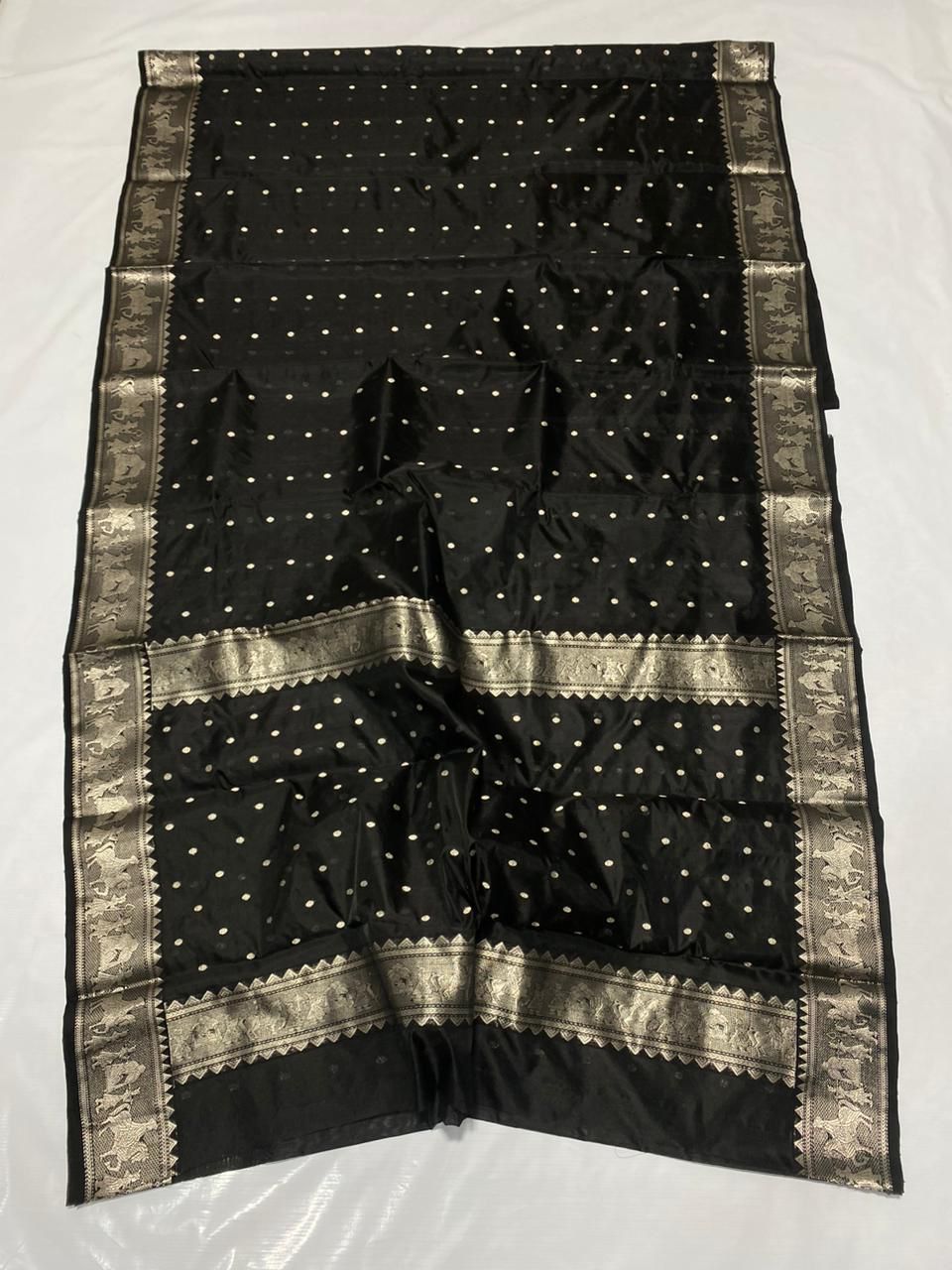 BLACK/SILVER CHANDERI SAREE