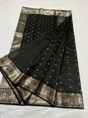 BLACK/SILVER CHANDERI SAREE