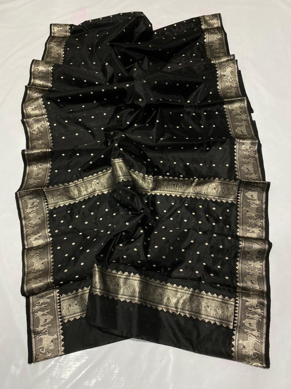 BLACK/SILVER CHANDERI SAREE