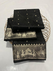 BLACK/SILVER CHANDERI SAREE