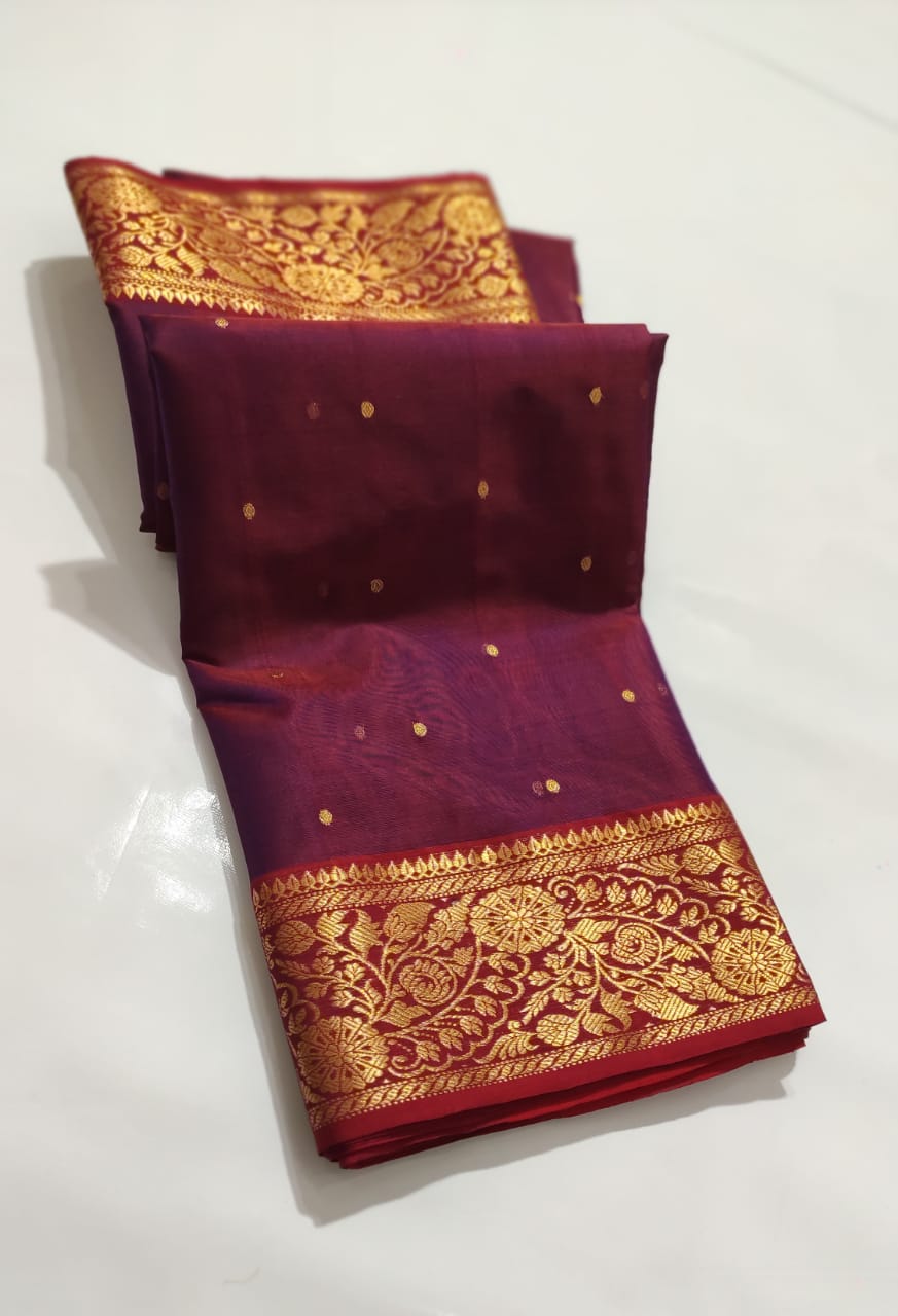 RED CHANDERI SAREE