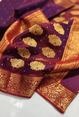 RED CHANDERI SAREE