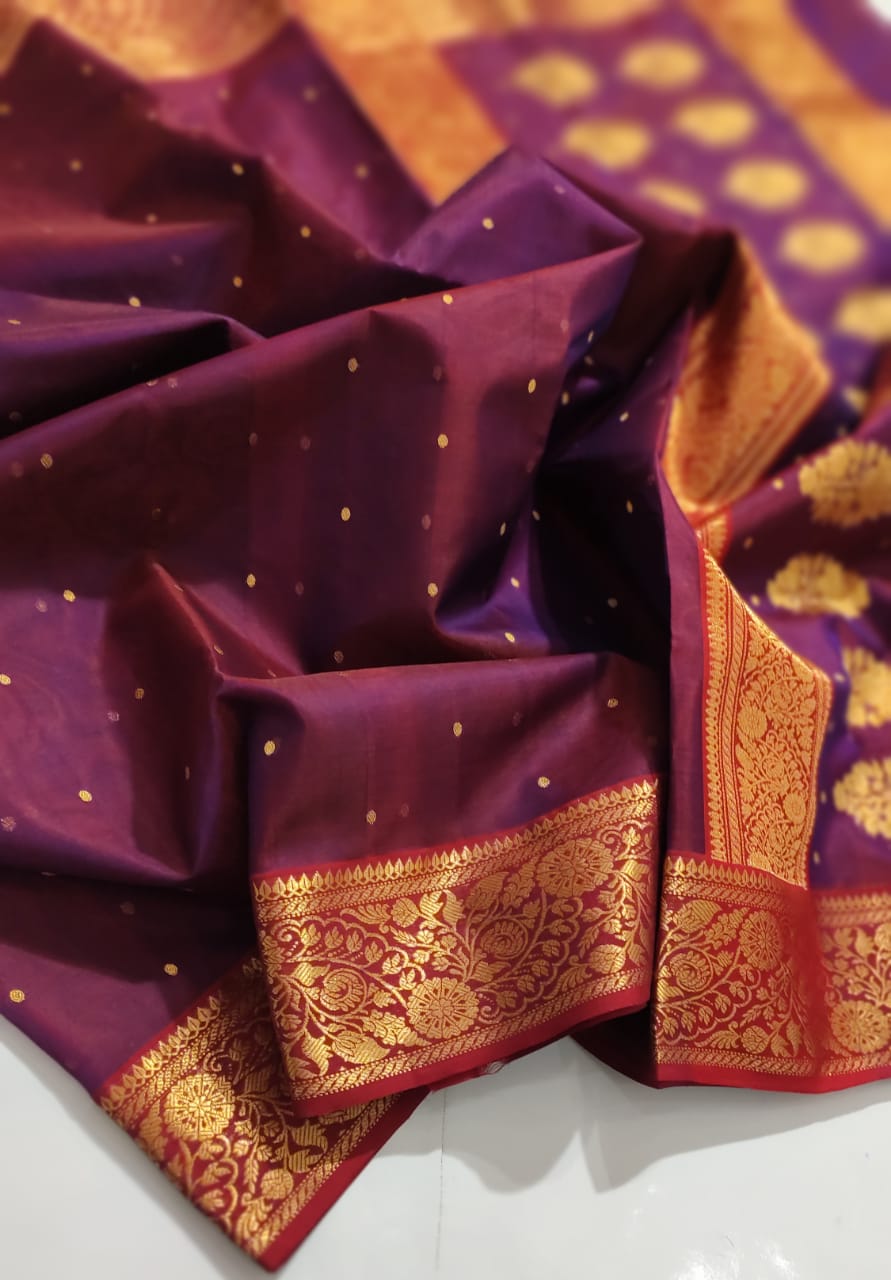 RED CHANDERI SAREE