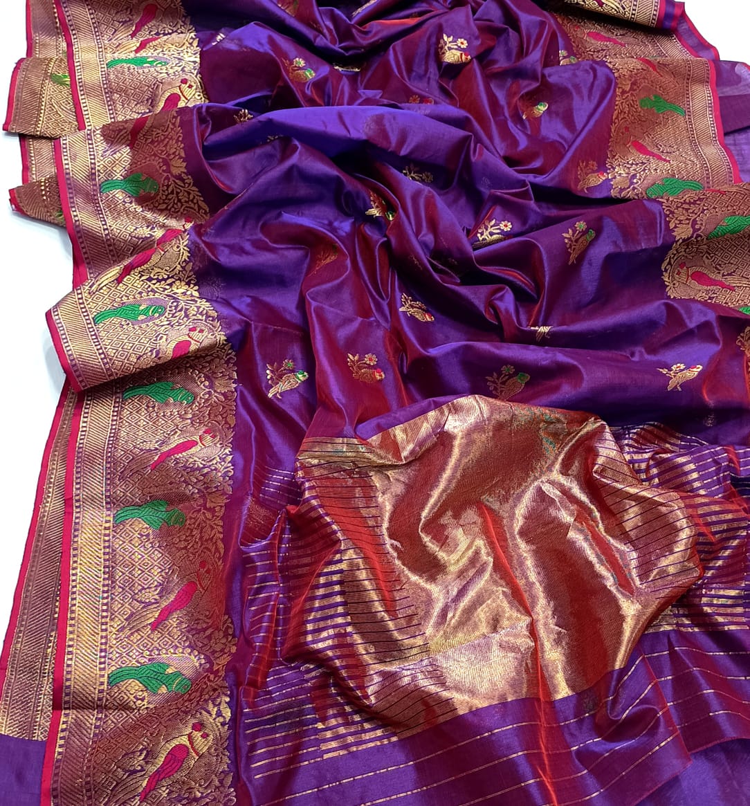 PURPLE CHANDERI SAREE