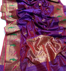 PURPLE CHANDERI SAREE