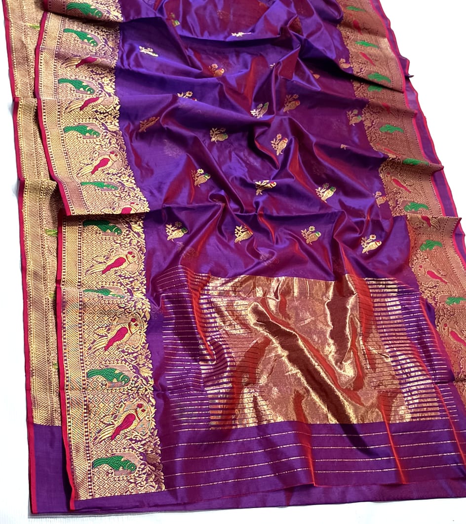 PURPLE CHANDERI SAREE