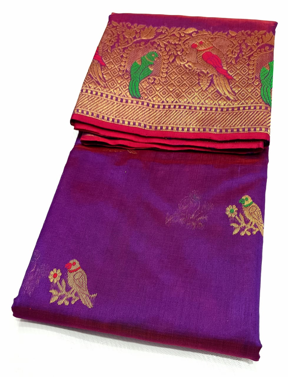 PURPLE CHANDERI SAREE