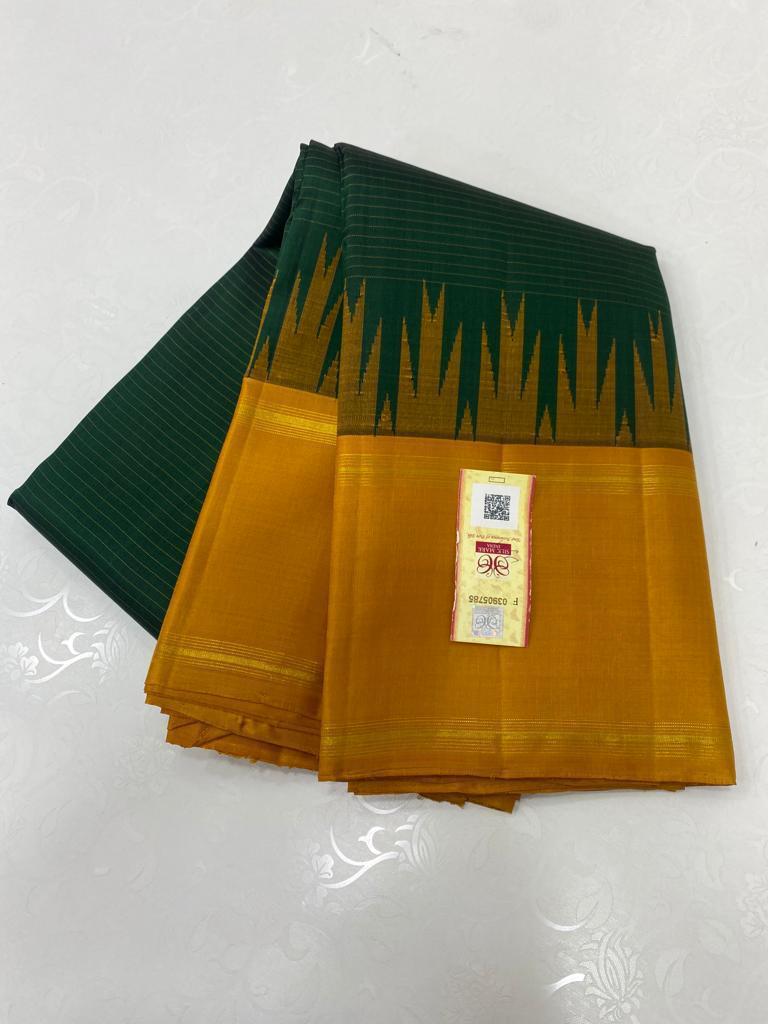 GREEN SAPOTA TEMPLE  SILK SAREE