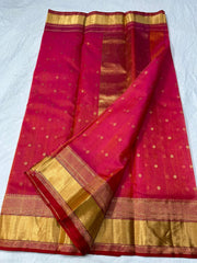 RED/GOLD CHANDERI SAREE