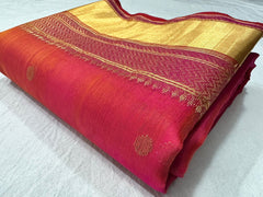 RED/GOLD CHANDERI SAREE