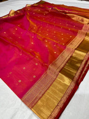 RED/GOLD CHANDERI SAREE