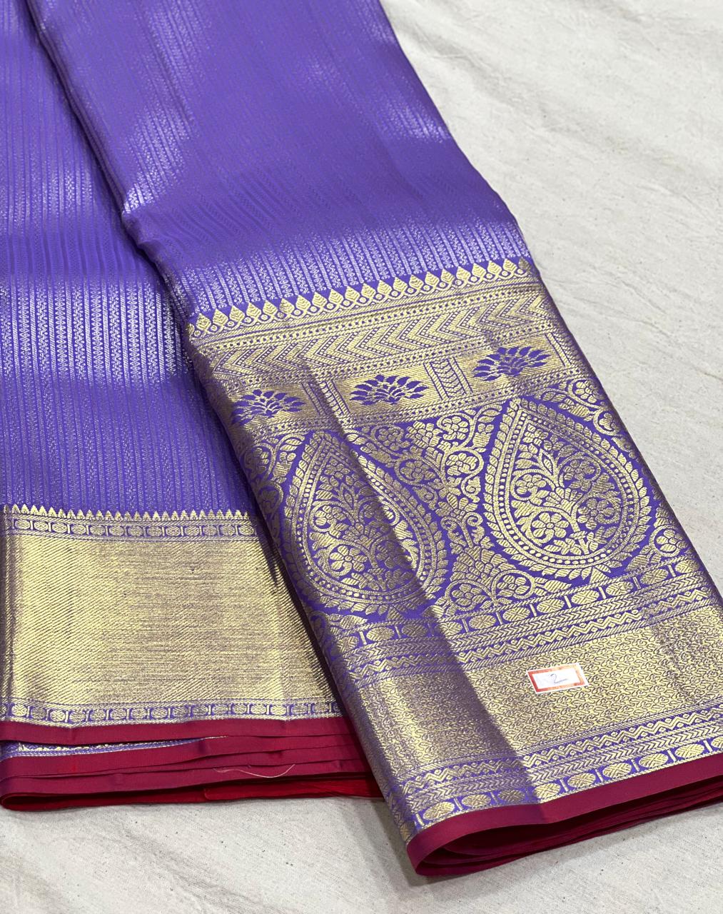 LAVENDER  / RED KANCHI SAREE