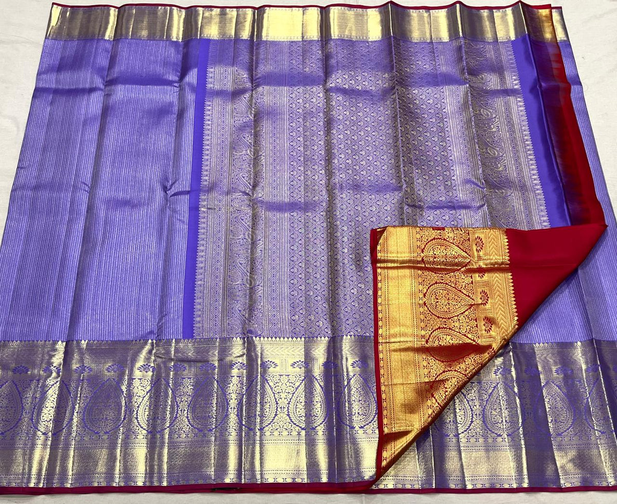 LAVENDER  / RED KANCHI SAREE