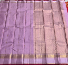 LILAC  / RED KANCHI SAREE