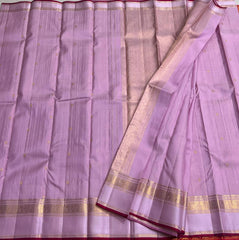 LILAC  / RED KANCHI SAREE