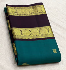 PEACOCK GREEN  / BROWN KANCHI SAREE